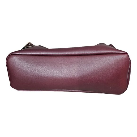 Burgundy Shoulder Bag Faux Leather Two Piece Handbag Set - Picture 5 of 15